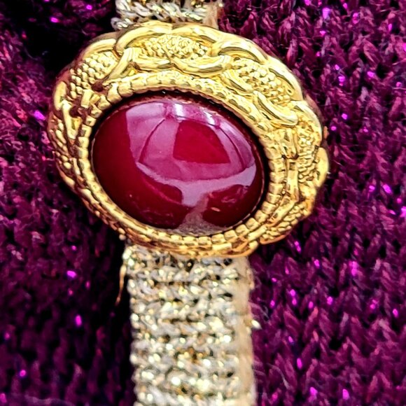 Vintage 90S Y2K Jaclyn Smith Petite Burgundy Cardigan Embroidery & Pearls Accent - Picture 11 of 14